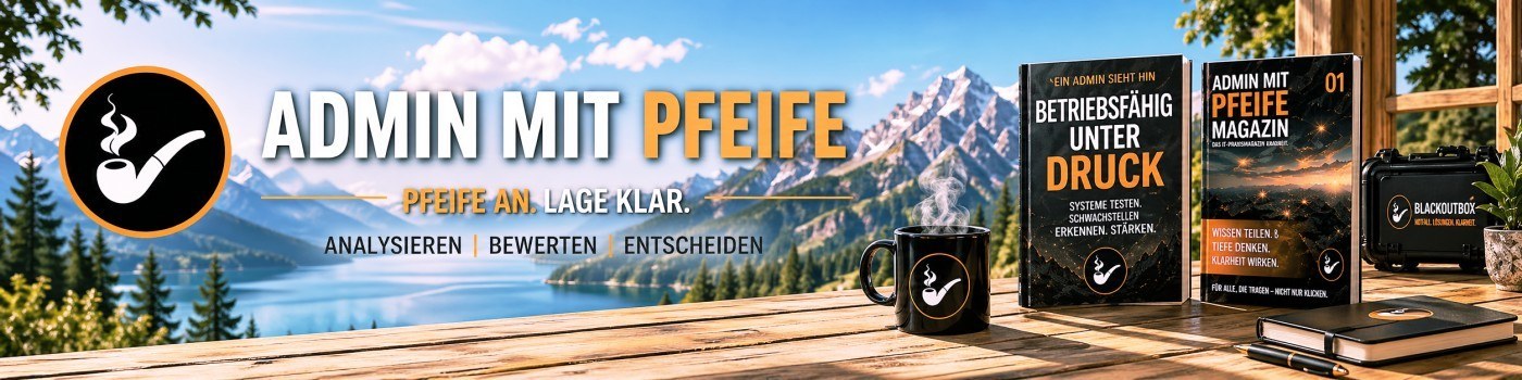 Admin mit Pfeife Header im LinkedIn-Stil